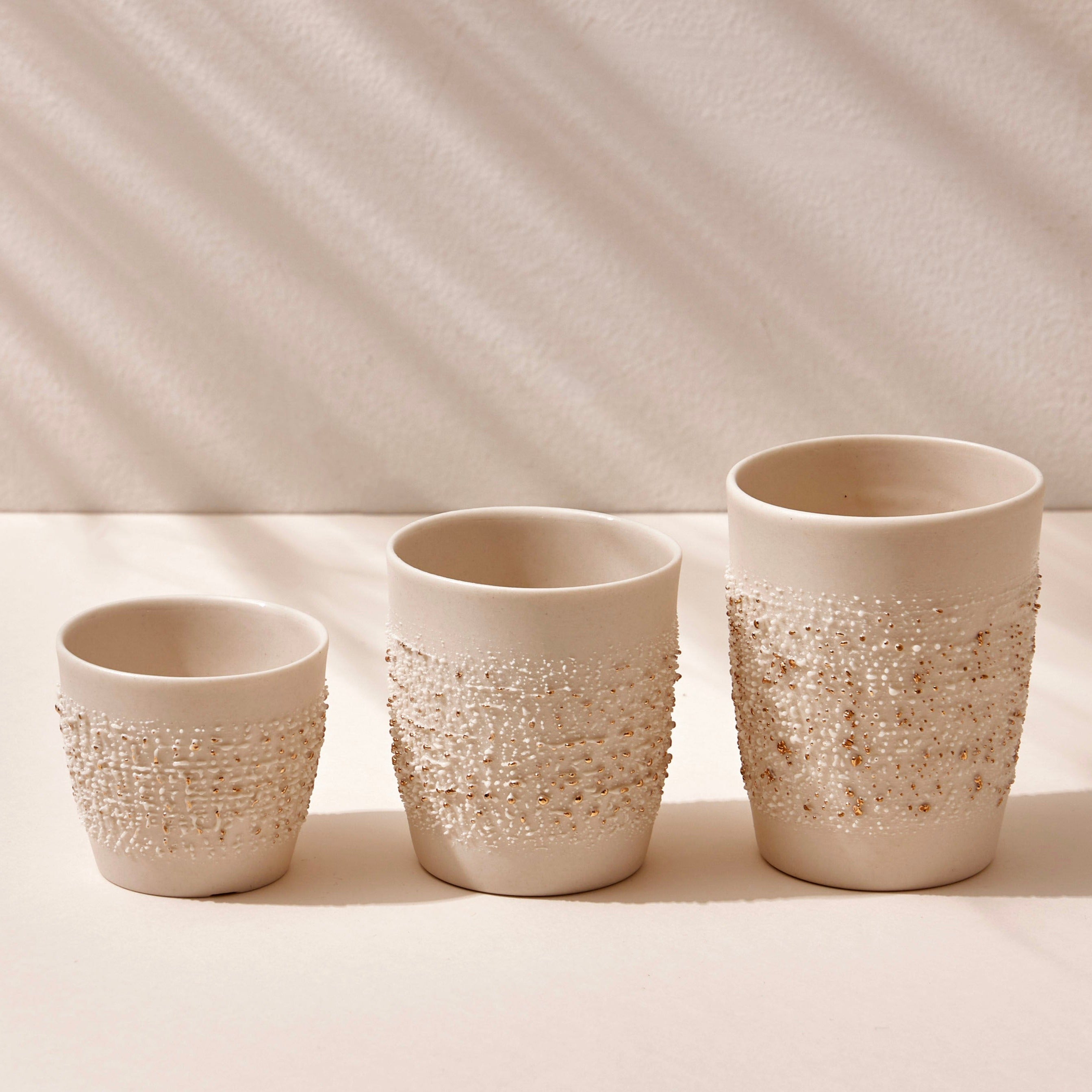 FAYE Porcelain Coffee Cups - White Gold