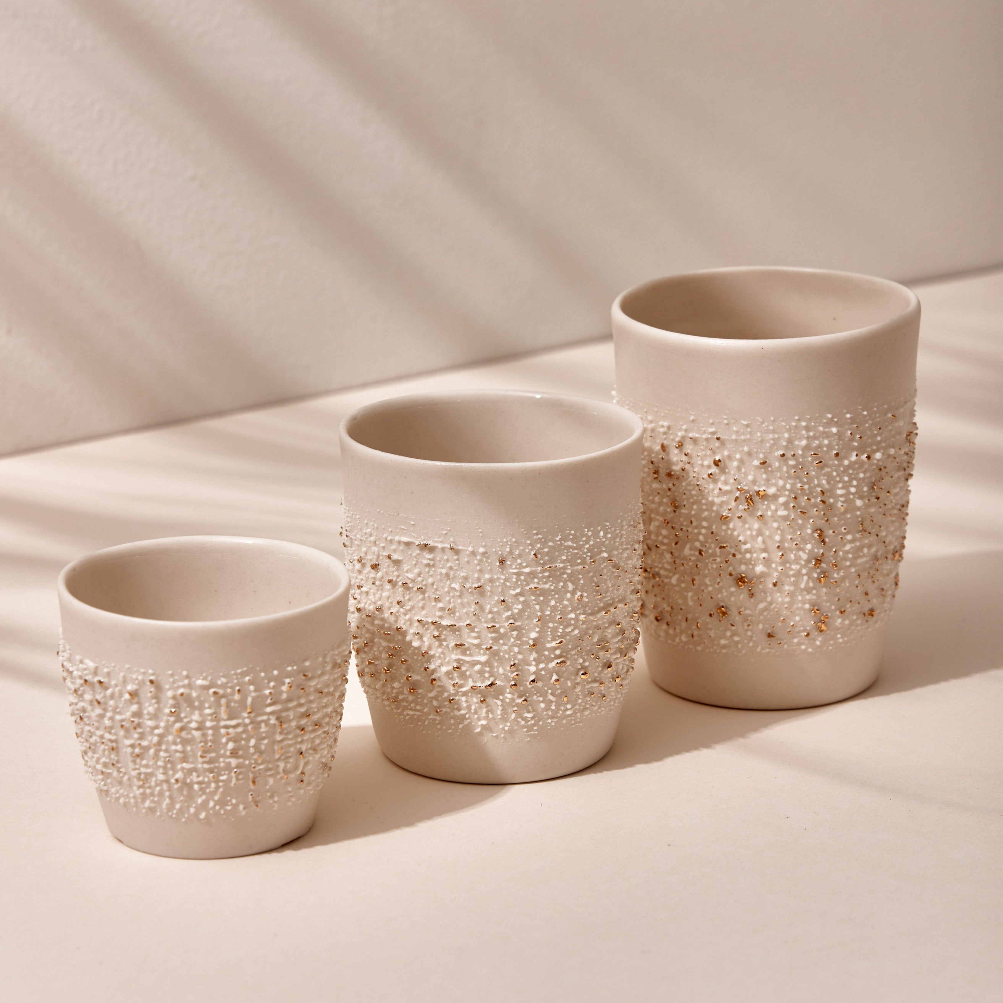 FAYE Porcelain Coffee Cups - White Gold