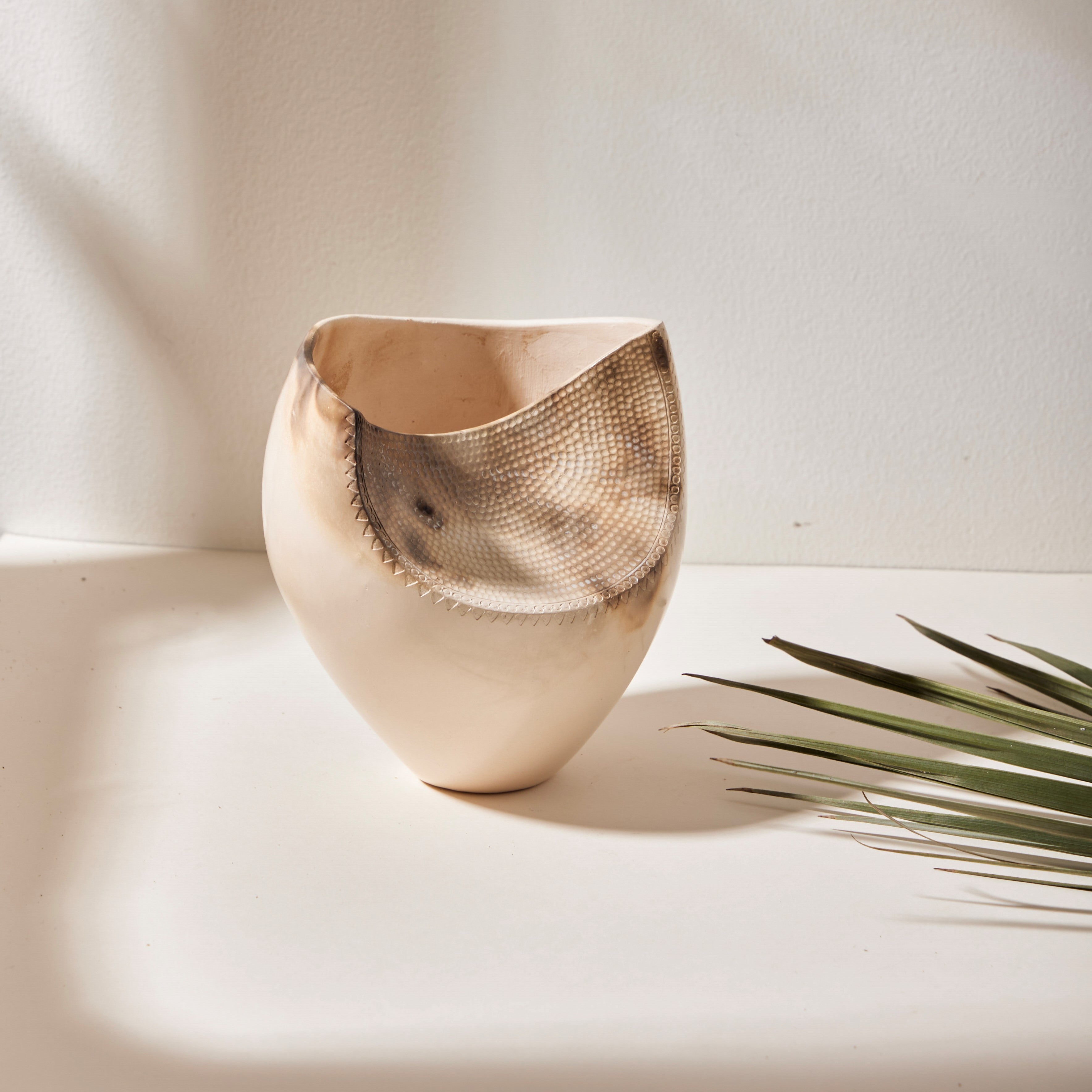 FREYA White Clay Smoke-fired Ceramic Vase